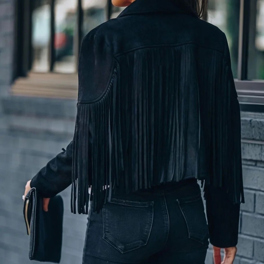 Black Fringe Western Jacket - Women - Picture 5 of 6